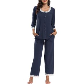 IZZY TOBY Women Warm Fleece Pajamas Flannel Pajamas Sets Long Sleeve Winter Pajama Set Ladies Thermal Pjs