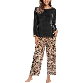 IZZY TOBY Women Warm Fleece Pajamas Flannel Pajamas Sets Long Sleeve Winter Pajama Set Ladies Thermal Pjs in Kuwait