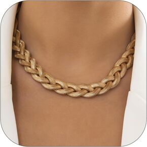 Gold Chunky Necklace for Women Punk Cuban Link Chain Choker Necklace Thick Hip Hop Necklace for Egirls Chunky Necklace Toggle Clasp Necklace