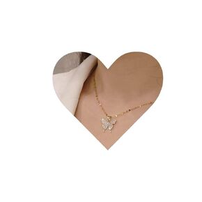 Allereyae Vintage Crystal Butterfly Necklace Rhinestone Butterfly Pendant Necklace Cz Butterfly Choker Necklace Silver Lace Chain Necklace Jewelry for Women and Girls (Silver)