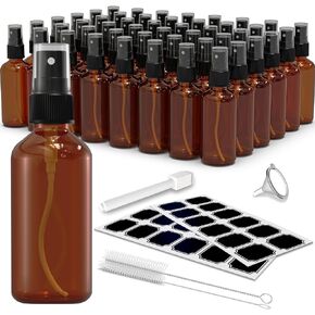 Nevlers 48 Pack Amber Glass Spray Bottles 4 Oz | Multi-Use Ultra Fine Mist Spray Bottles for Face | Perfume & Hair Spritzer Bottle | Small Glass Spray Bottles for Essential Oils | Amber Spray Bottles