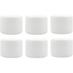 White Plastic Jar with Dome Lid 8 Oz (250g) Refillable Make-up Cosmetic Jars Empty Face Cream Lip Balm Lotion Storage Container Pot Case (Pack of 6)