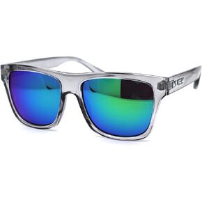 Mens Flat Top Horn Rim Kush Color Mirror Rectangular Sport Sunglasses