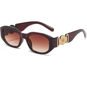 LASPOR Irregular Sunglasses for Women Men Trendy Retro Vintage Rectangle Glasses Hexagon Shades Driving UV400 Protection