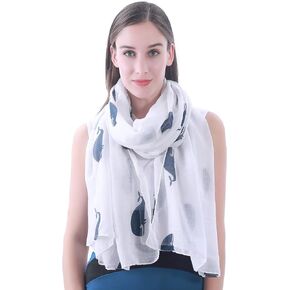 Lina & Lily Ocean Whales Print Large Scarf Shawl