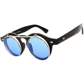 Steampunk Vintage Retro Round Circle Gothic Hippie Colored Plastic Frame Sunglasses Colored Lens
