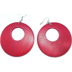 Wood Earrings Open Hoop Brown and Black 2.5 inch Hoops Lightweight