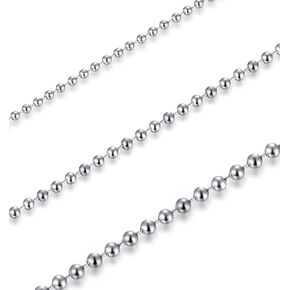 2-5mm Mens Womens Stainless Steel Silver Ball Necklace Chain 18-30 Inch 3Pcs a Set