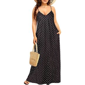 Pinup Fashion Women's Summer Maxi Dress Plus Size Sleeveless Spaghetti Strap Beach Long Dresses