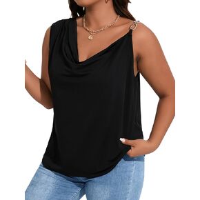 Verdusa Women's Plus Size Chain Decoration Tank Top V Neck Sleeveless Blouse