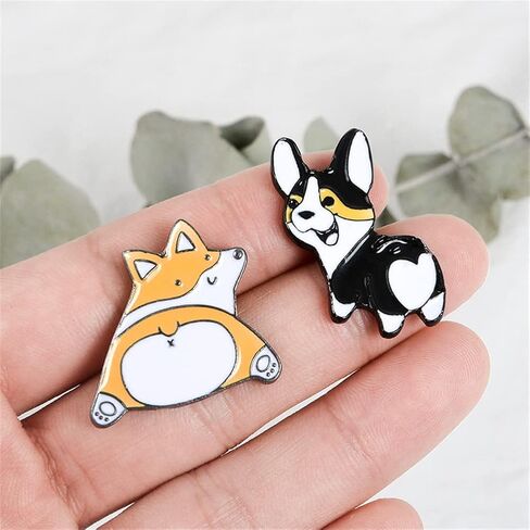 2Pcs Cute Cartoon Dog Brooch Husky Shiba Inu Animal Pin Enamel Pin Metal Lapel Badge Pin Gift for Backpacks Badges Hats Bags for Women Girls Kids, Metal, no gemstone in Kuwait