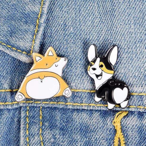 2Pcs Cute Cartoon Dog Brooch Husky Shiba Inu Animal Pin Enamel Pin Metal Lapel Badge Pin Gift for Backpacks Badges Hats Bags for Women Girls Kids, Metal, no gemstone in Kuwait