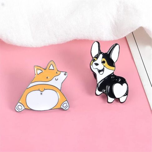 2Pcs Cute Cartoon Dog Brooch Husky Shiba Inu Animal Pin Enamel Pin Metal Lapel Badge Pin Gift for Backpacks Badges Hats Bags for Women Girls Kids, Metal, no gemstone in Kuwait