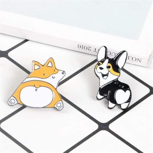 2Pcs Cute Cartoon Dog Brooch Husky Shiba Inu Animal Pin Enamel Pin Metal Lapel Badge Pin Gift for Backpacks Badges Hats Bags for Women Girls Kids, Metal, no gemstone in Kuwait