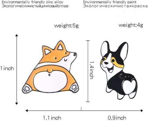 2Pcs Cute Cartoon Dog Brooch Husky Shiba Inu Animal Pin Enamel Pin Metal Lapel Badge Pin Gift for Backpacks Badges Hats Bags for Women Girls Kids, Metal, no gemstone in Kuwait
