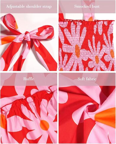 Infashule Summer Dresses 2023 Boho Maxi Ruffle Dresses Smocked Dress for Women in Kuwait