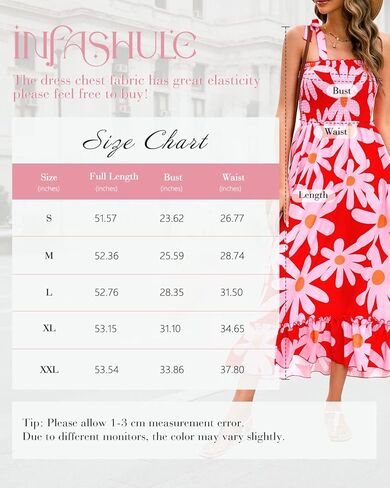 Infashule Summer Dresses 2023 Boho Maxi Ruffle Dresses Smocked Dress for Women in Kuwait