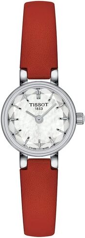 Tissot Womens Lovely Round 316L Stainless Steel case Quartz Watch, Red, Leather, 6 (T1400091611100), Red in Saudi Arabia