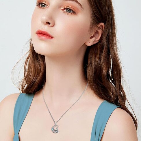 قلادة ذئب من PLATYCO 925 الفضة الاسترليني الهلال القمر الذئب قلادة القمر قلادة القمر العاوي الذئب مجوهرات هدية للنساء الفتيات الذئب، الفضة الاسترليني ، القمر, فضة استرلينية, مون ستون in Kuwait