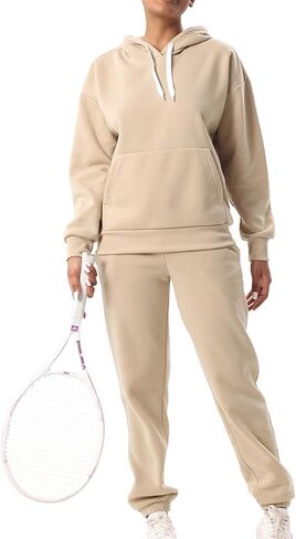 Women Tracksuit Oversize 2 Pieces Outfit Casual Long Sleeve Sweatsuits Set with Pocket in Saudi Arabia
