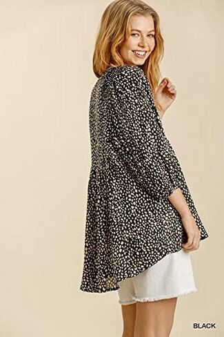 Umgee Women's Cheetah Babydoll Tunic Top in Saudi Arabia