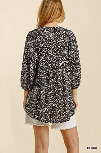 Umgee Women's Cheetah Babydoll Tunic Top in Saudi Arabia