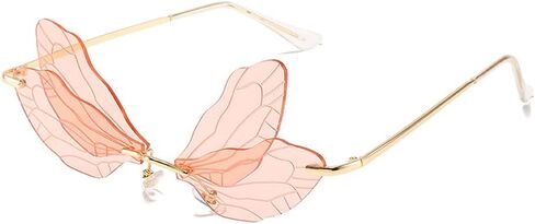 LASPOR Dragonfly Rimless Sunglasses for Women Vintage Gold Metal Frameless Butterfly Glasses UV400 Protection Eyewear in Saudi Arabia