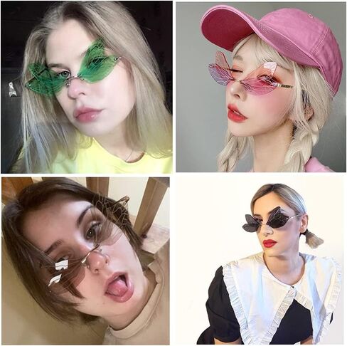 LASPOR Dragonfly Rimless Sunglasses for Women Vintage Gold Metal Frameless Butterfly Glasses UV400 Protection Eyewear in Saudi Arabia