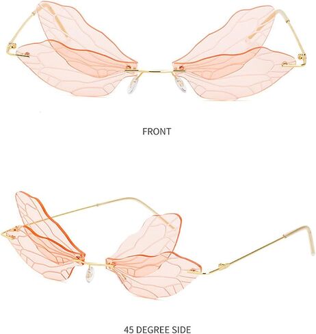 LASPOR Dragonfly Rimless Sunglasses for Women Vintage Gold Metal Frameless Butterfly Glasses UV400 Protection Eyewear in Saudi Arabia