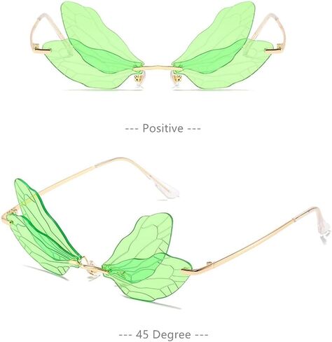 LASPOR Dragonfly Rimless Sunglasses for Women Vintage Gold Metal Frameless Butterfly Glasses UV400 Protection Eyewear in Saudi Arabia