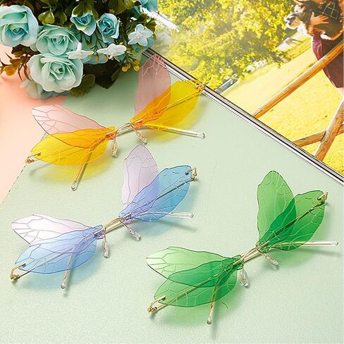 LASPOR Dragonfly Rimless Sunglasses for Women Vintage Gold Metal Frameless Butterfly Glasses UV400 Protection Eyewear in Saudi Arabia