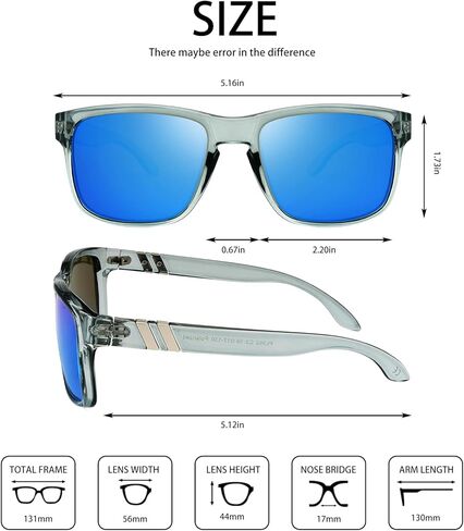 نظارات شمسية مستقطبة رياضية للرجال والنساء، نظارات شمسية مربعة خفيفة الوزن للحماية من الأشعة فوق البنفسجية لصيد الأسماك in Kuwait
