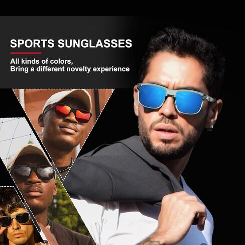 نظارات شمسية مستقطبة رياضية للرجال والنساء، نظارات شمسية مربعة خفيفة الوزن للحماية من الأشعة فوق البنفسجية لصيد الأسماك in Kuwait