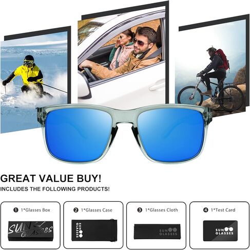 نظارات شمسية مستقطبة رياضية للرجال والنساء، نظارات شمسية مربعة خفيفة الوزن للحماية من الأشعة فوق البنفسجية لصيد الأسماك in Kuwait