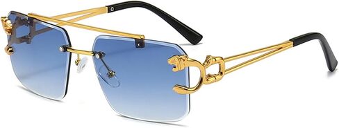 نظارات شمسية مربعة كبيرة بدون إطار للنساء والرجال، نظارات فاخرة بدون إطار مربعة ملونة in Kuwait