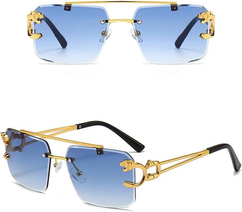 نظارات شمسية مربعة كبيرة بدون إطار للنساء والرجال، نظارات فاخرة بدون إطار مربعة ملونة in Kuwait