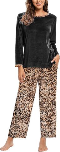 IZZY TOBY Women Warm Fleece Pajamas Flannel Pajamas Sets Long Sleeve Winter Pajama Set Ladies Thermal Pjs in Kuwait