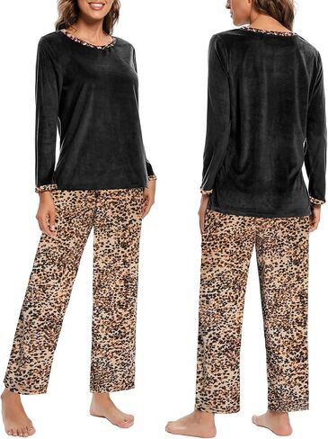 IZZY TOBY Women Warm Fleece Pajamas Flannel Pajamas Sets Long Sleeve Winter Pajama Set Ladies Thermal Pjs in Kuwait