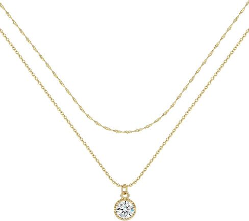 gmsol لطيف الماس قلادة سحر الحد الأدنى تشيكوسلوفاكيا القلائد للنساء 14 كيلو الذهب مطلي سلسلة صغيرة الطبقات المختنق قلادة مجوهرات للنساء الفتيات in Kuwait