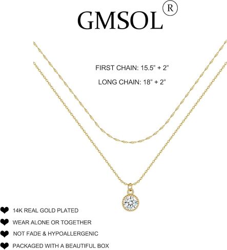 gmsol لطيف الماس قلادة سحر الحد الأدنى تشيكوسلوفاكيا القلائد للنساء 14 كيلو الذهب مطلي سلسلة صغيرة الطبقات المختنق قلادة مجوهرات للنساء الفتيات in Kuwait