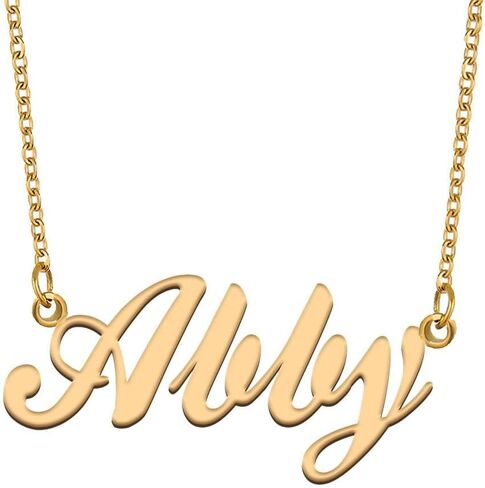 قلادات الاسم للنساء قلادة أنيقة من الفولاذ المقاوم للصدأ مطلية بالذهب الحقيقي مجوهرات شخصية in Kuwait