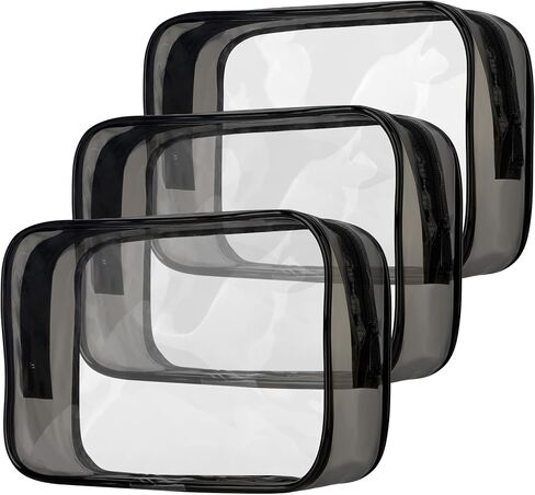 Clear Toiletry Bag, 3 Pack Clear Makeup Bag, Clear Travel Bags for Toiletries, Clear Toiletry Bags for Traveling, Clear Cosmetic Bag, Quart Size Travel Bag Tsa Approved, Clear Makeup Bags With Zipper in Kuwait