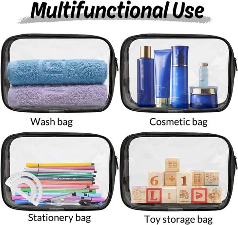 Clear Toiletry Bag, 3 Pack Clear Makeup Bag, Clear Travel Bags for Toiletries, Clear Toiletry Bags for Traveling, Clear Cosmetic Bag, Quart Size Travel Bag Tsa Approved, Clear Makeup Bags With Zipper in Kuwait