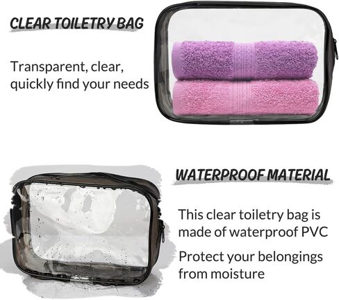 Clear Toiletry Bag, 3 Pack Clear Makeup Bag, Clear Travel Bags for Toiletries, Clear Toiletry Bags for Traveling, Clear Cosmetic Bag, Quart Size Travel Bag Tsa Approved, Clear Makeup Bags With Zipper in Kuwait