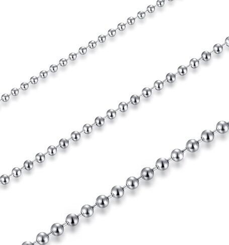 2-5mm Mens Womens Stainless Steel Silver Ball Necklace Chain 18-30 Inch 3Pcs a Set in Kuwait
