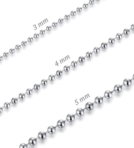 2-5mm Mens Womens Stainless Steel Silver Ball Necklace Chain 18-30 Inch 3Pcs a Set in Kuwait