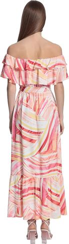 Donna Morgan Women's Maxi Dress with Off The Shoulder Ruffle and Bottom Skirt Tier in Saudi Arabia