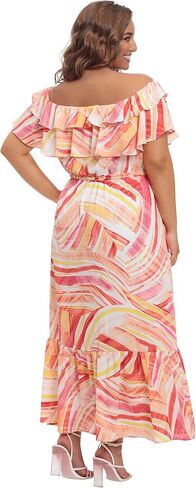 Donna Morgan Women's Maxi Dress with Off The Shoulder Ruffle and Bottom Skirt Tier in Saudi Arabia