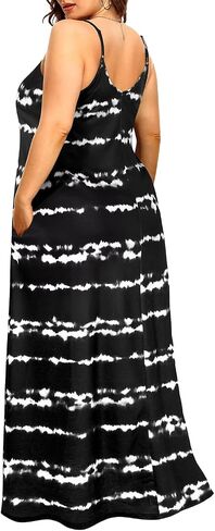 Pinup Fashion Women's Summer Maxi Dress Plus Size Sleeveless Spaghetti Strap Beach Long Dresses in Saudi Arabia