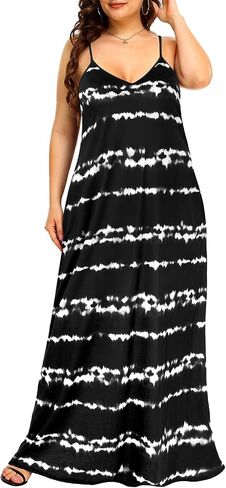 Pinup Fashion Women's Summer Maxi Dress Plus Size Sleeveless Spaghetti Strap Beach Long Dresses in Saudi Arabia